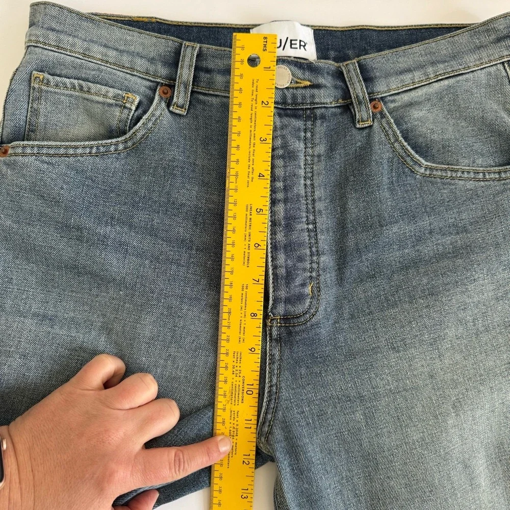 Du/er High Rise Straight Leg Performance‎ Jeans Women's 29x27 Blue Button Fly
